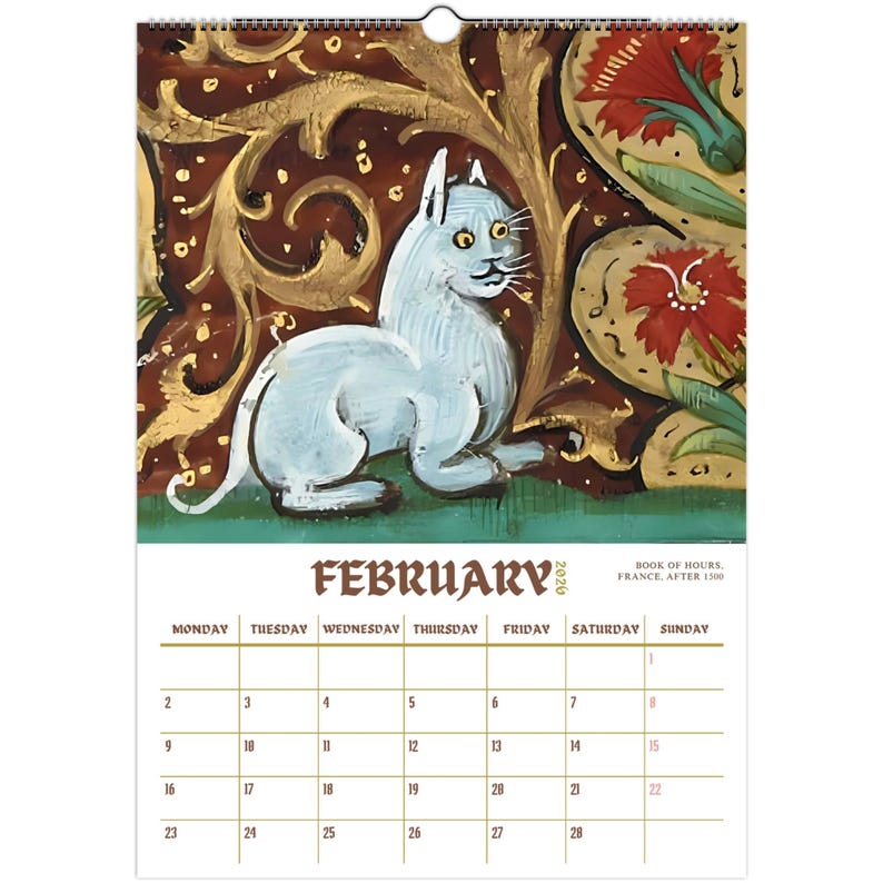 Funny Mediaval Cat Calendar 2026
