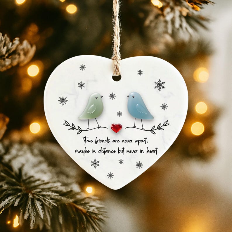 True Friends Never Apart Sea Glass Ornament