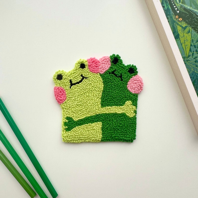 Handmade Frog Mug Rug