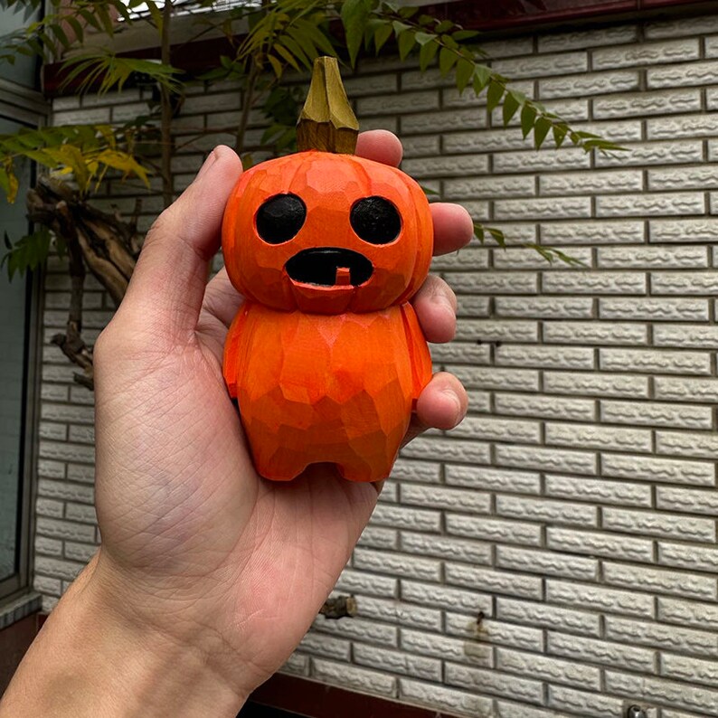 Halloween Wooden Carving Pumpkin Sculpture
