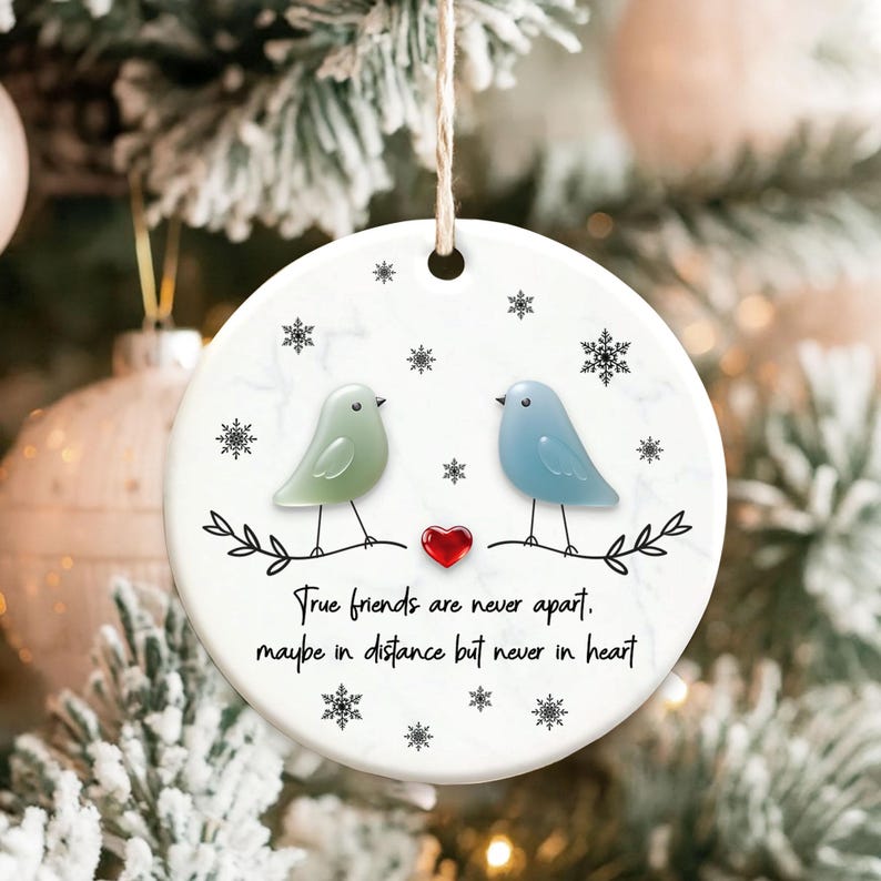 True Friends Never Apart Sea Glass Ornament