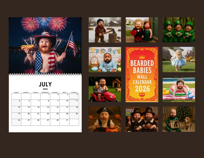 2026 Bearded Babies Wall Calendar