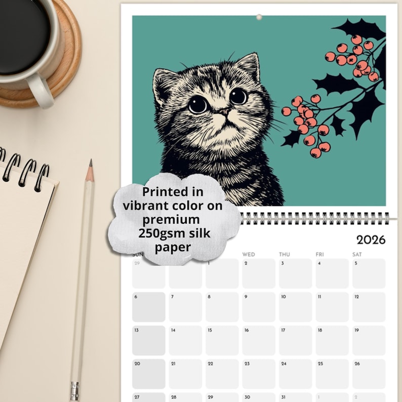 Cats Chillin' With Birth Flowers 2026 Wall Calendar