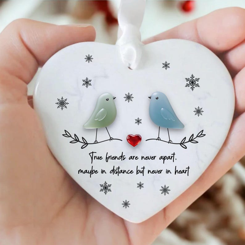 True Friends Never Apart Sea Glass Ornament