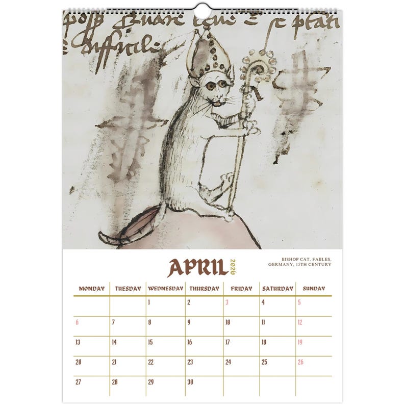 Funny Mediaval Cat Calendar 2026