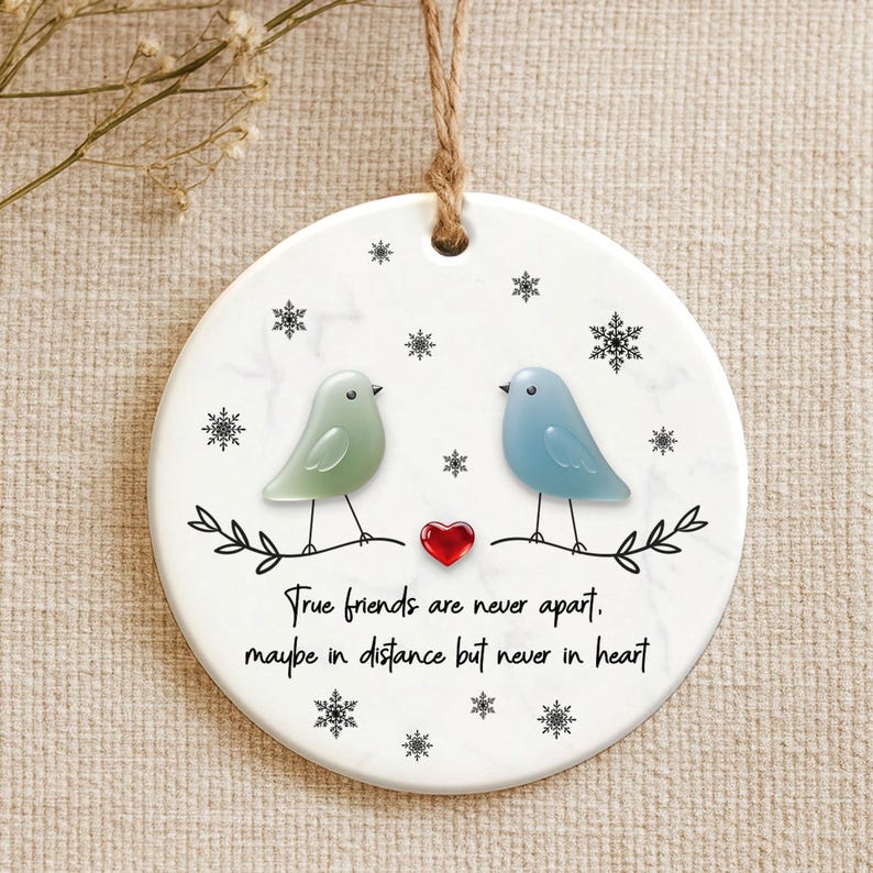 True Friends Never Apart Sea Glass Ornament