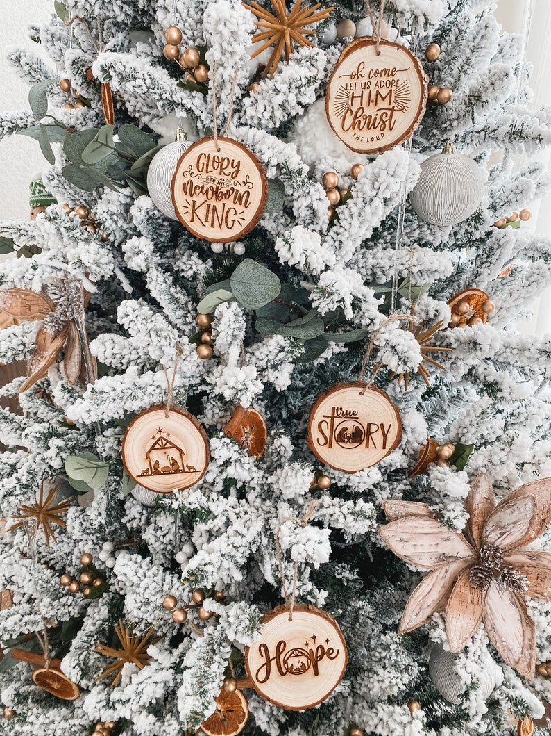 Nativity Engraved Wood Ornament