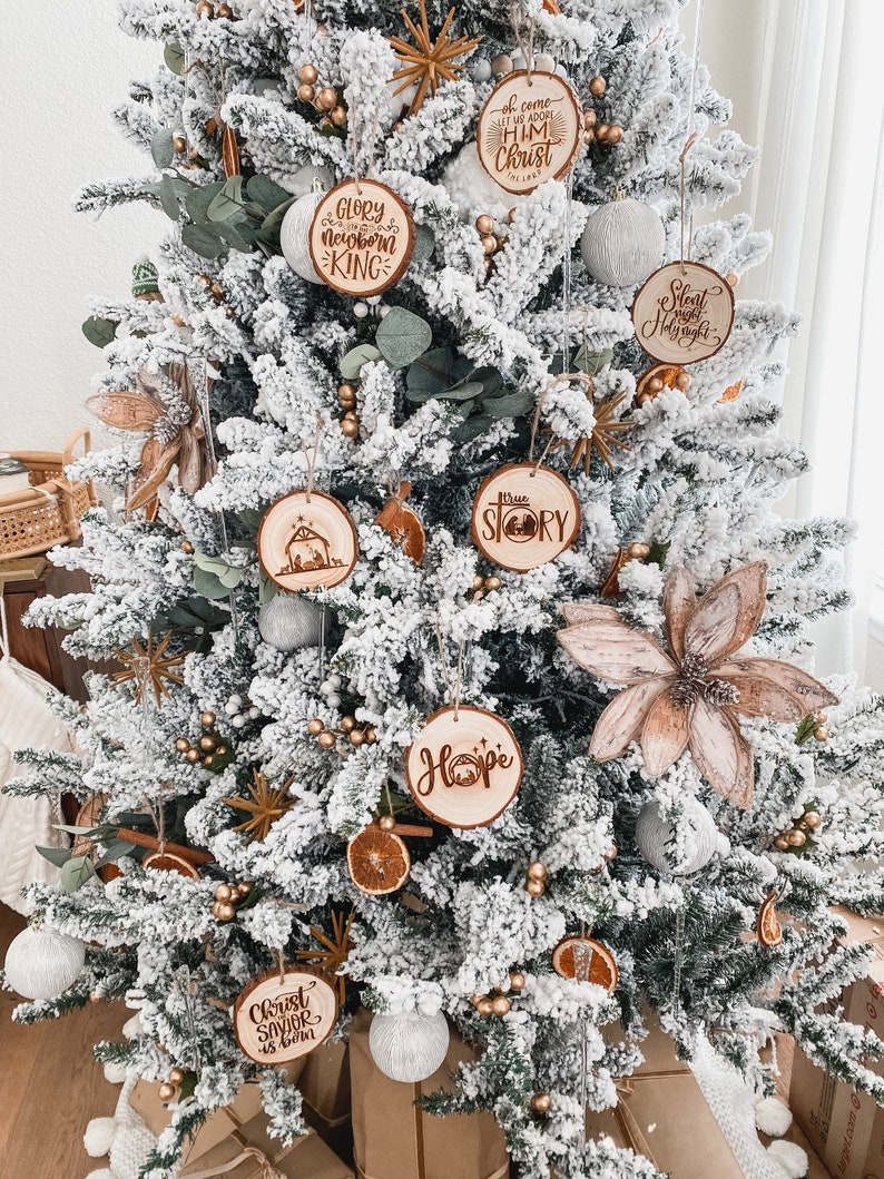 Nativity Engraved Wood Ornament