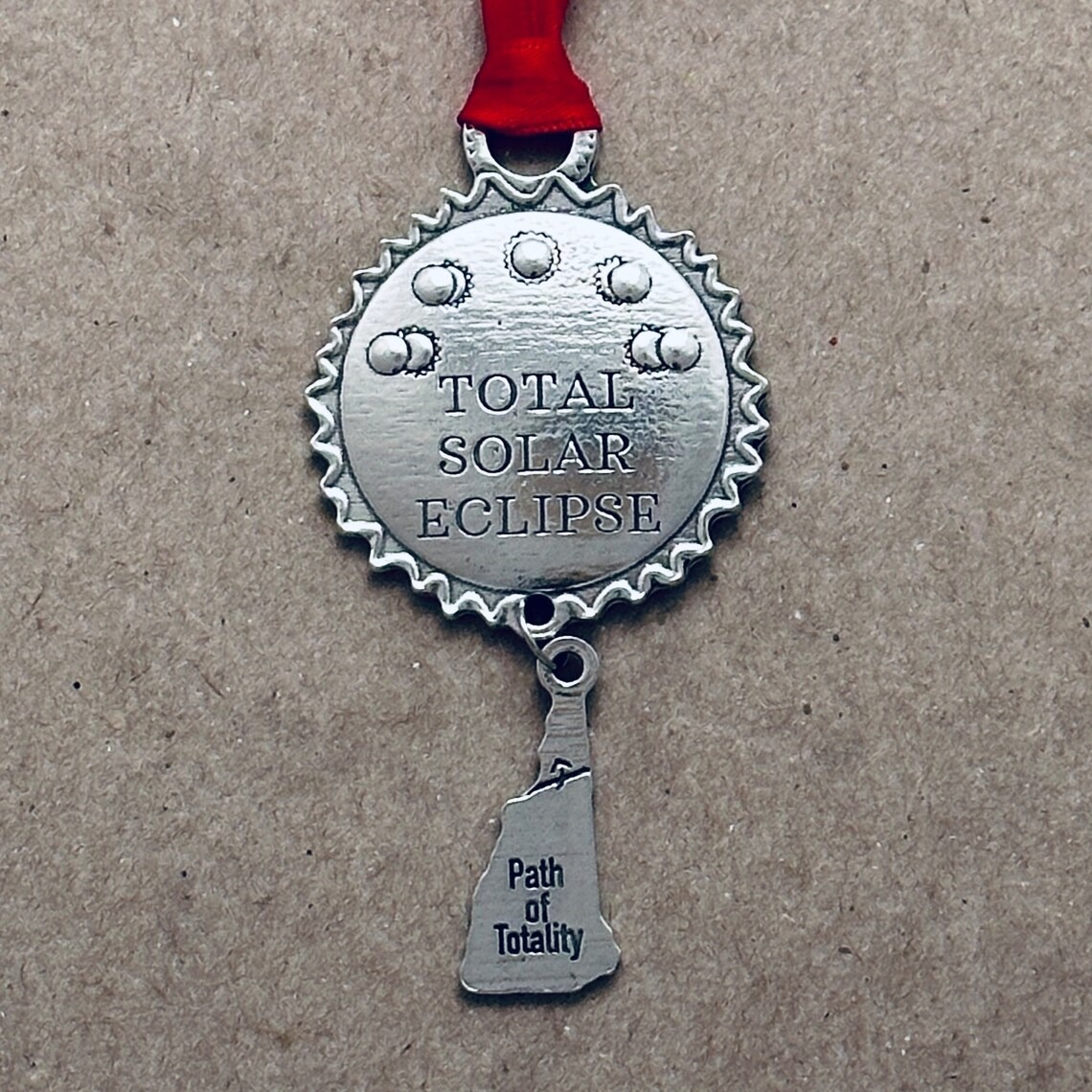 2024 Total Solar Eclipse Pewter Ornament - North American Eclipse Souvenir