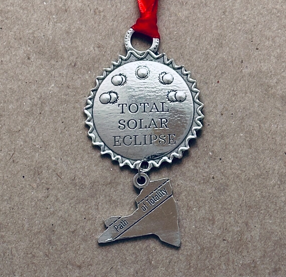 2024 Total Solar Eclipse Pewter Ornament - North American Eclipse Souvenir