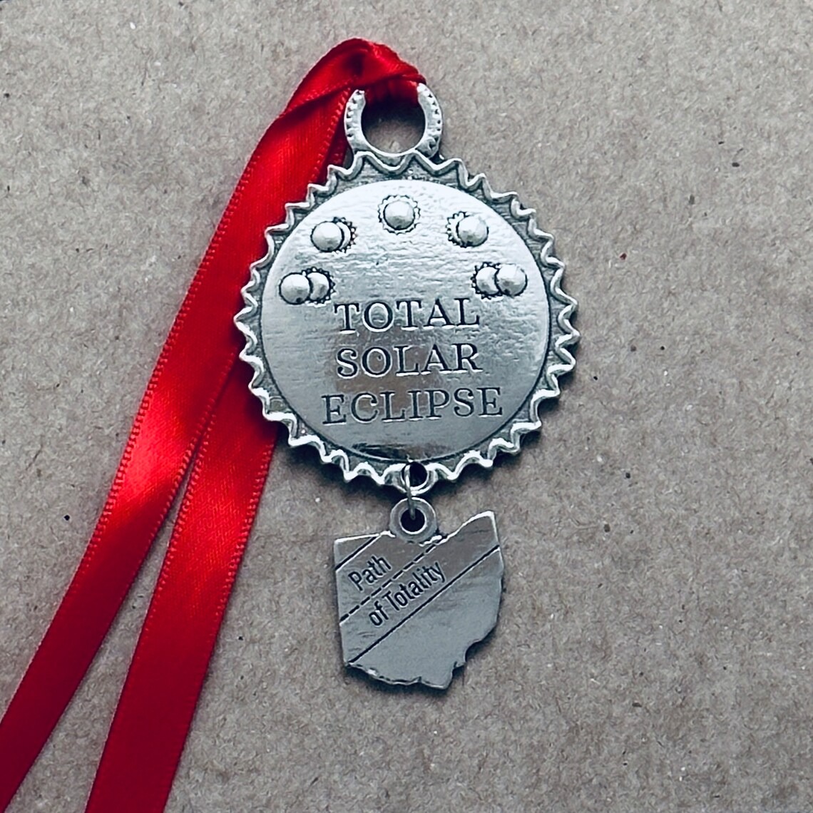 2024 Total Solar Eclipse Pewter Ornament - North American Eclipse Souvenir