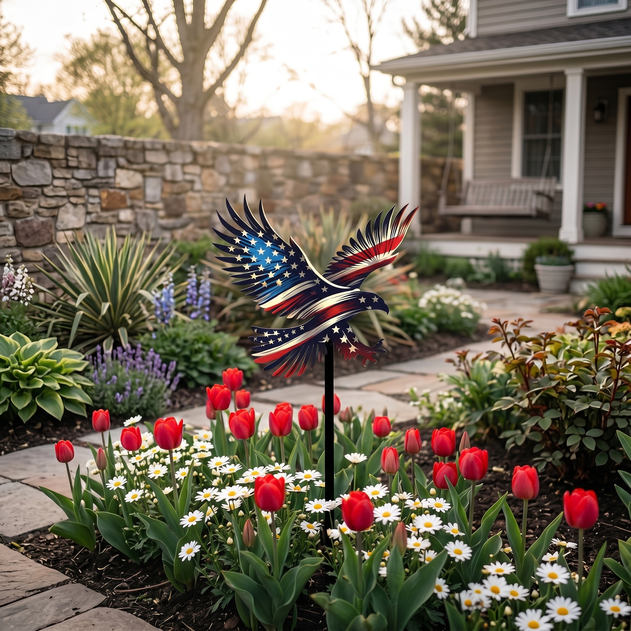 The American Flag Eagle Garden Stake