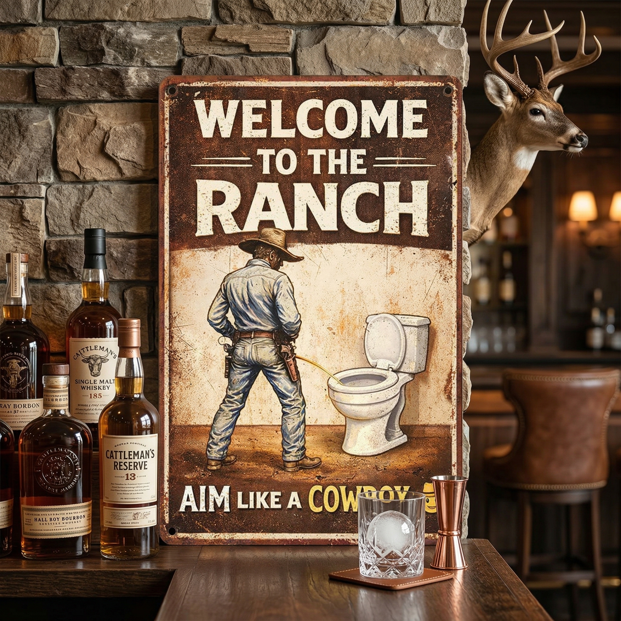 "Welcome to the Ranch" Bathroom Wall Decal