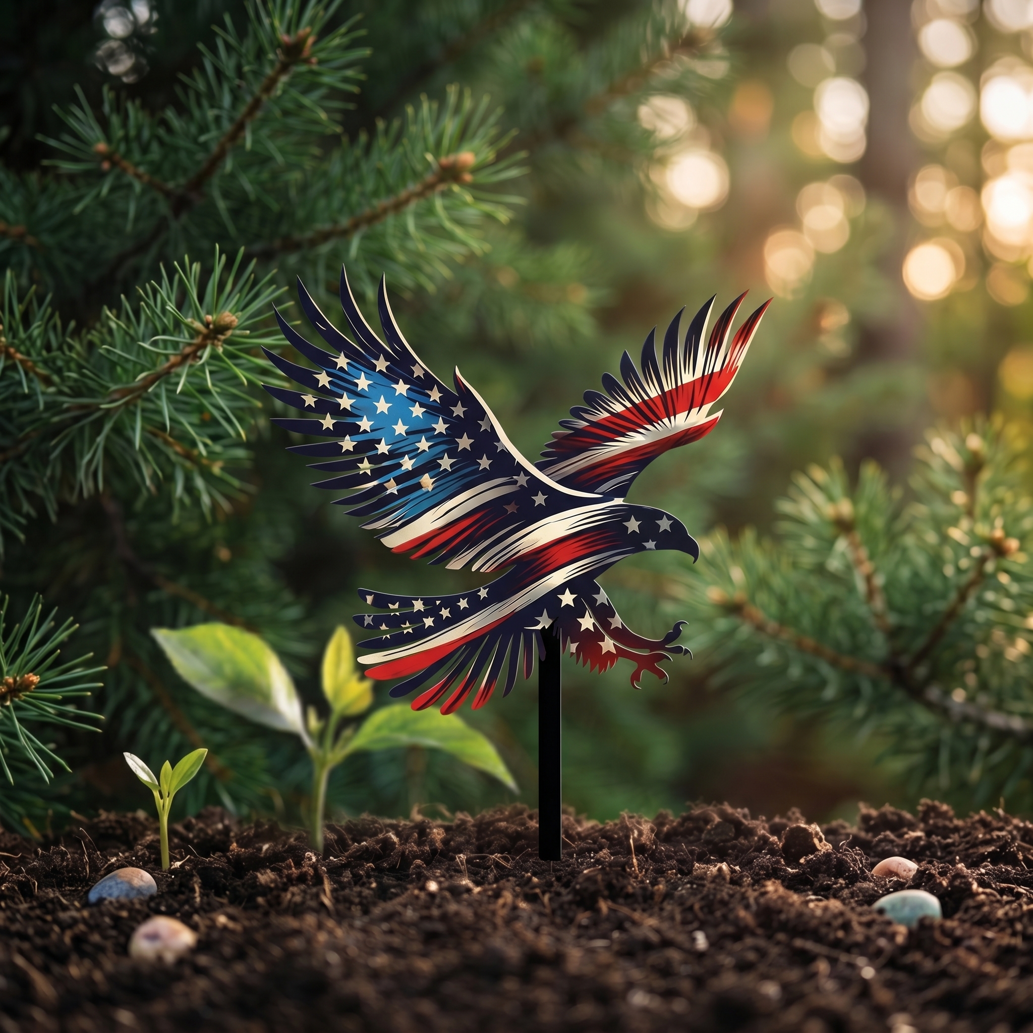 The American Flag Eagle Garden Stake