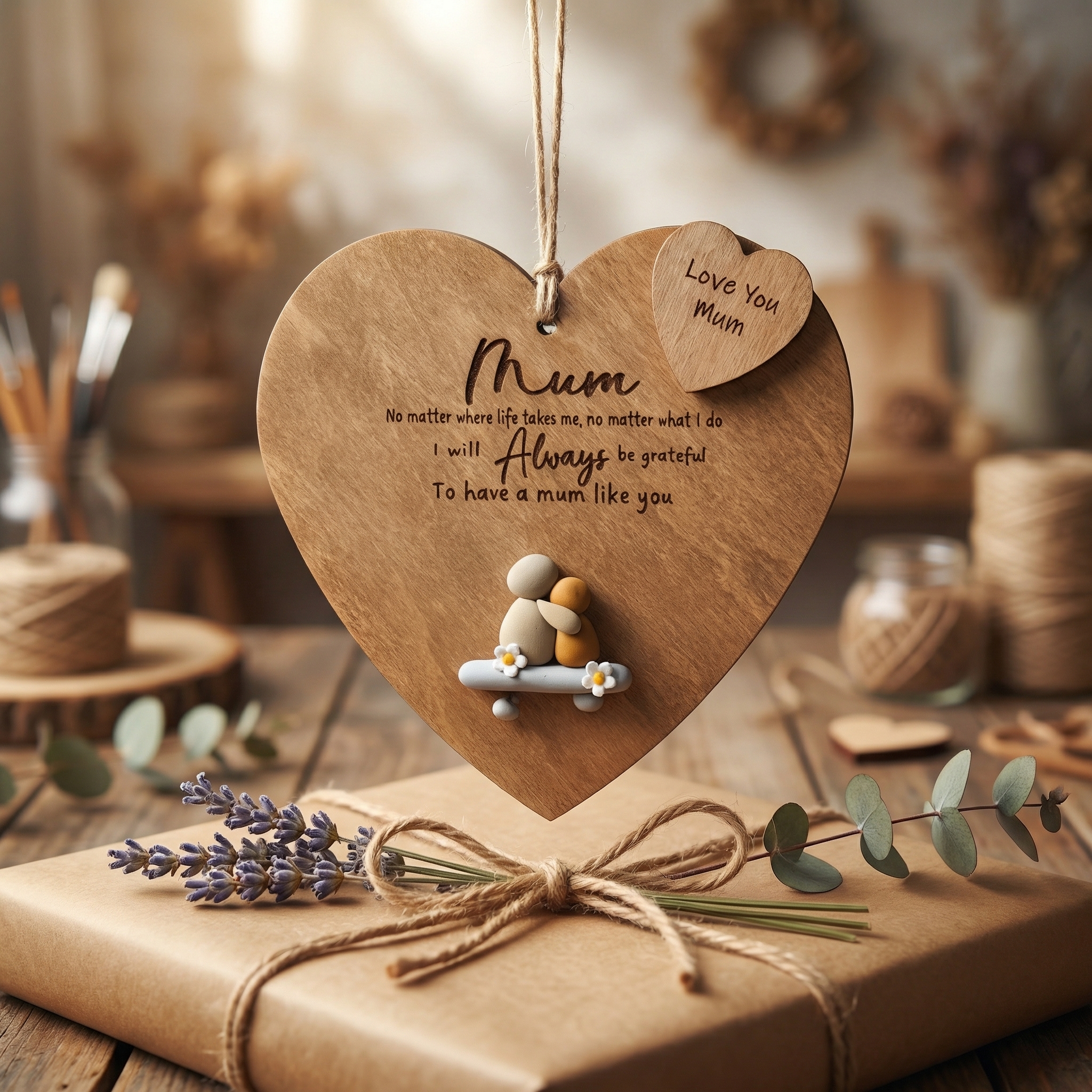 Mum Always, wooden hanging ornament