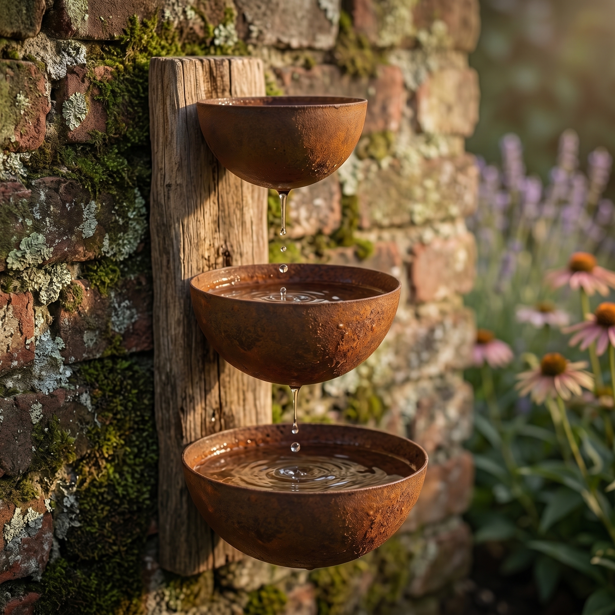 Set of 3 Metal Rain Catcher-Metal Bird Bath Pollinator 
