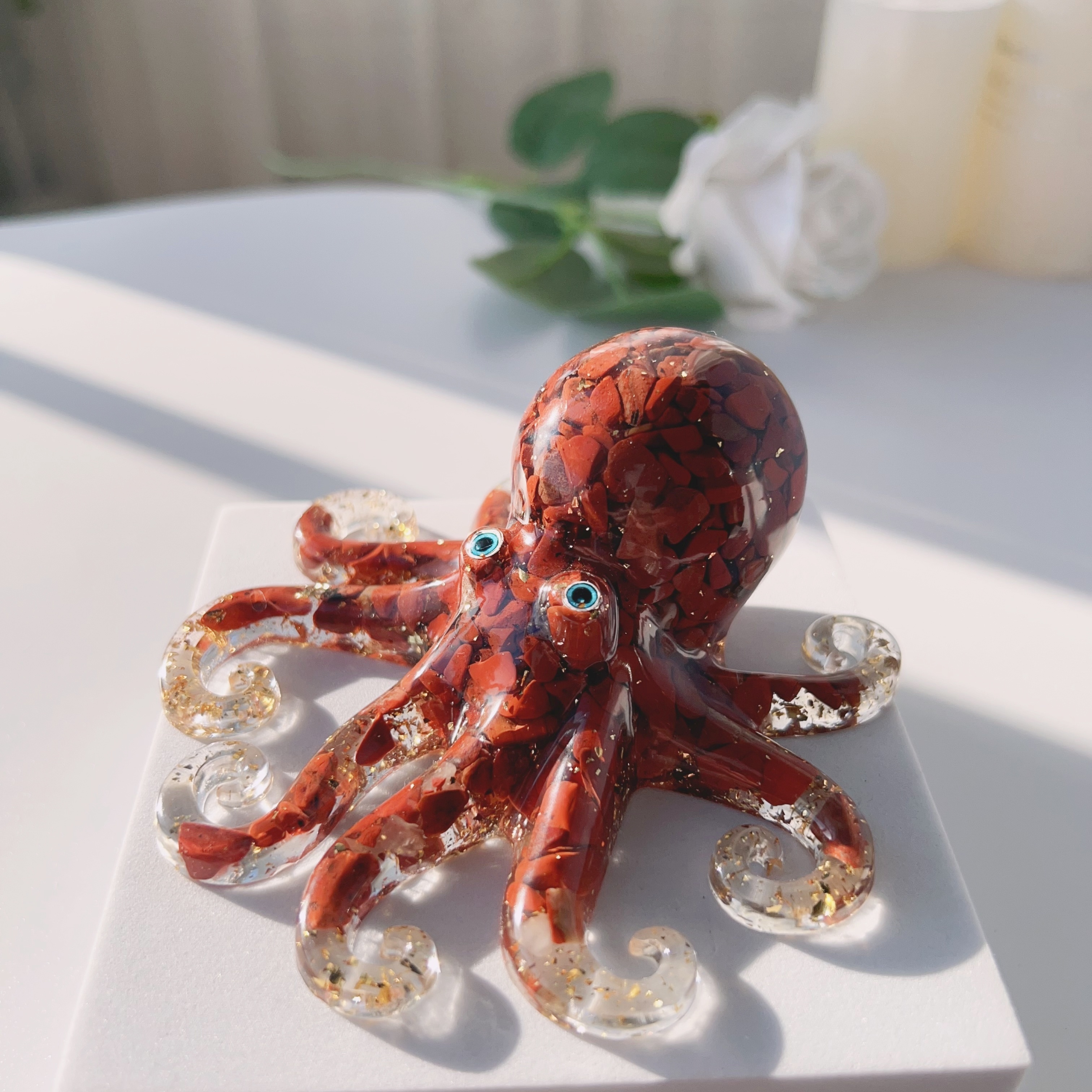 Crystal Cute Octopus Statue Ornament