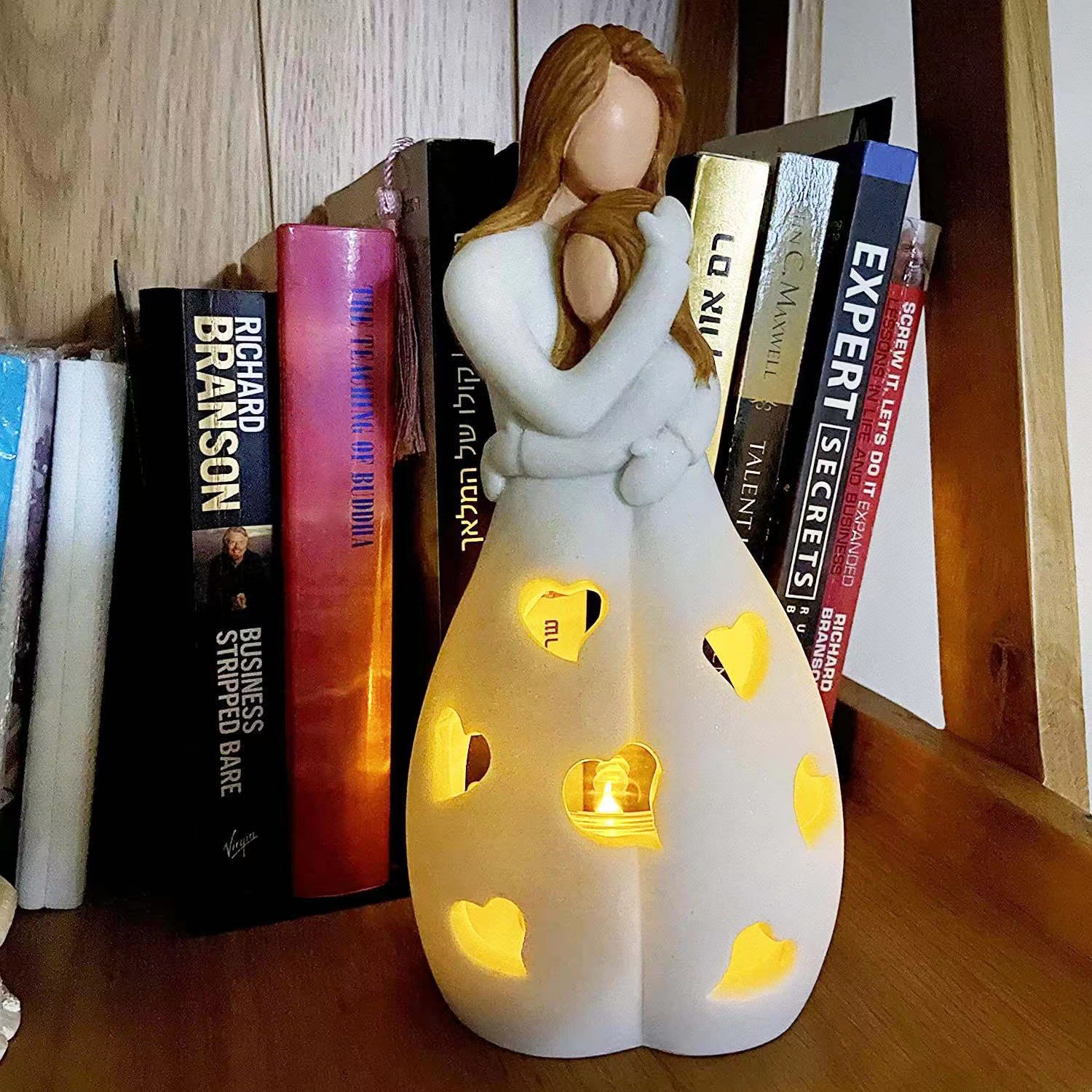 Mom & Daughter's Love Candle Holder Statue