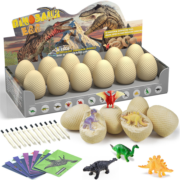 Dino Eggs Dig Kit with Toys for Kids - 12 Unique Dinosaur Eggs