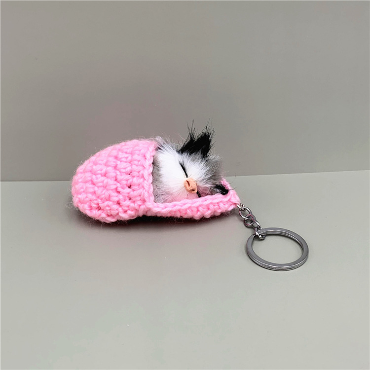 CUTE SLEEPING KITTEN KEYCHAIN