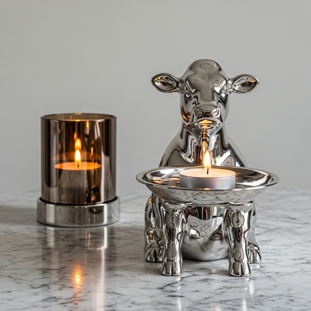Silver Metal Animal Candle Holder