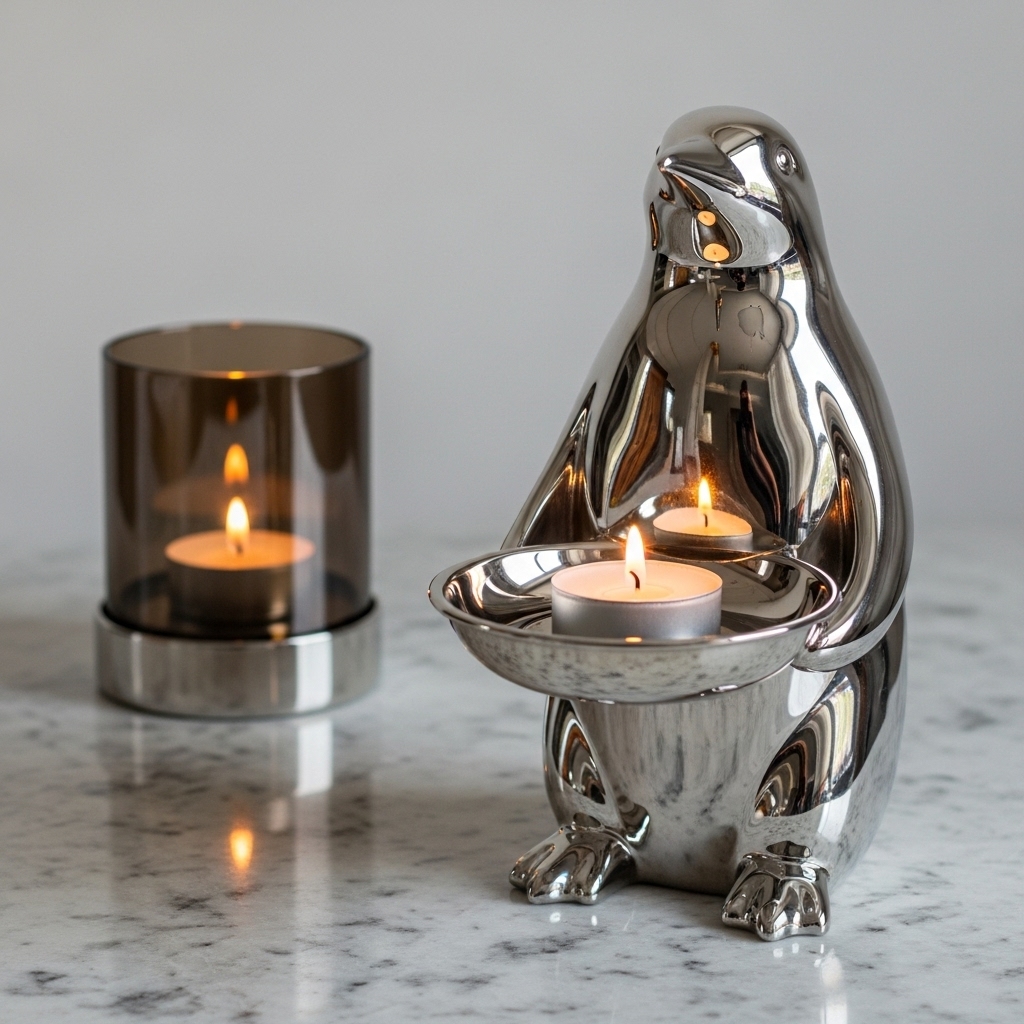 Silver Metal Animal Candle Holder