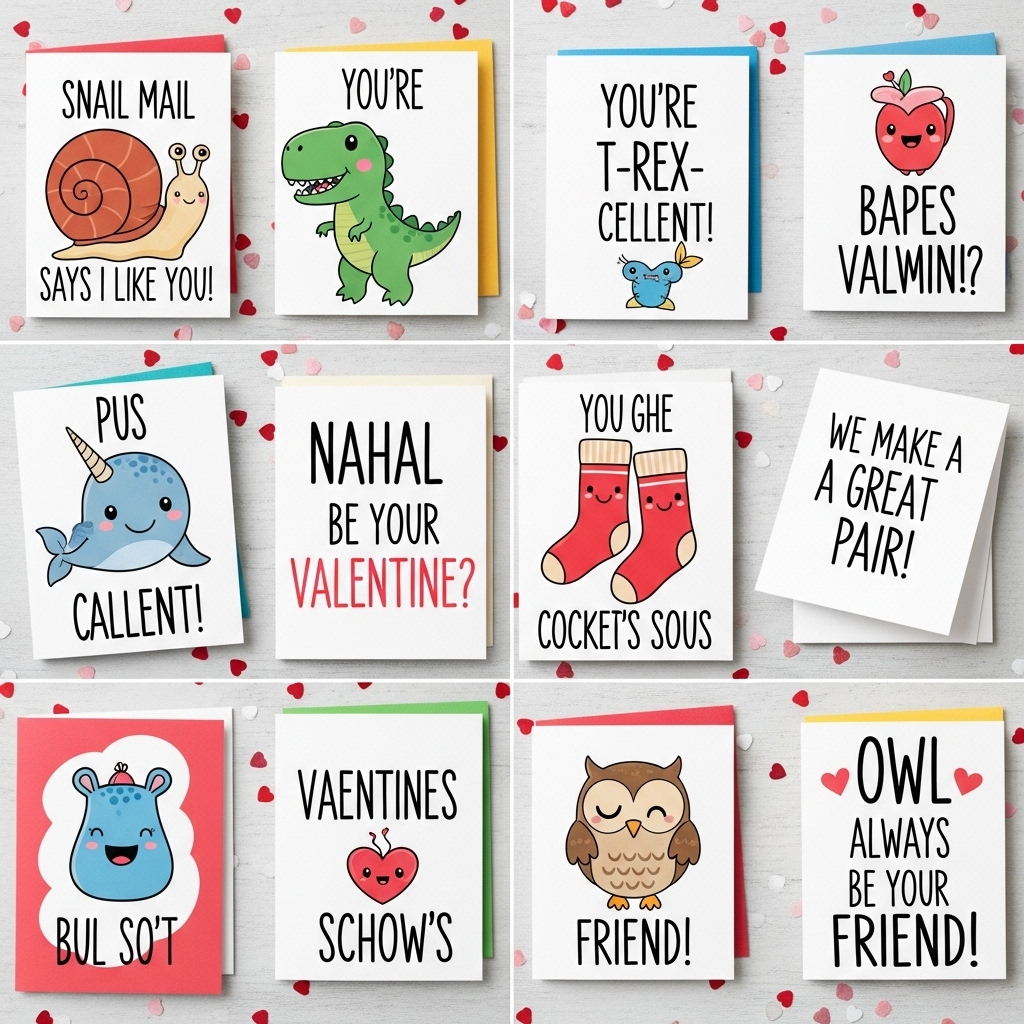 Valentine's Day Kids Card Pack - 12 Adorable Animal-Themed Greeting Cards​