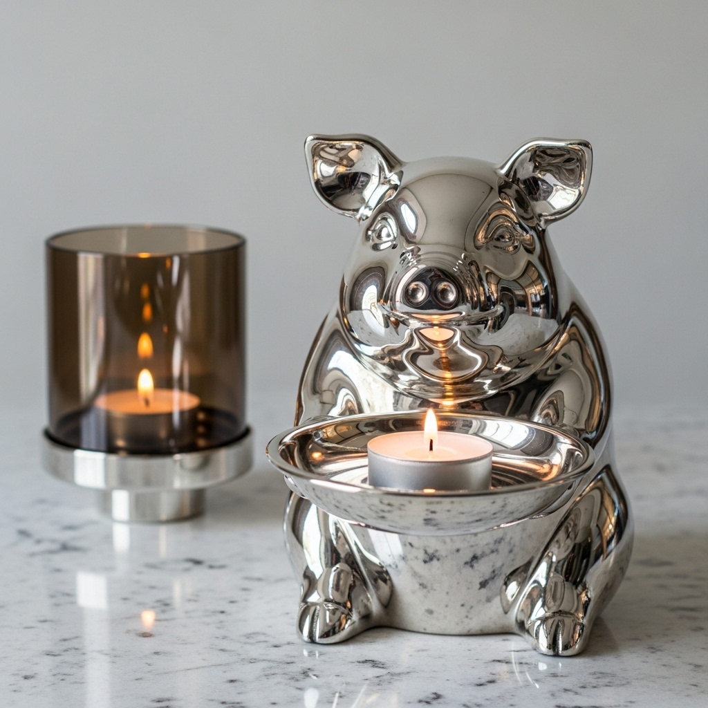 Silver Metal Animal Candle Holder