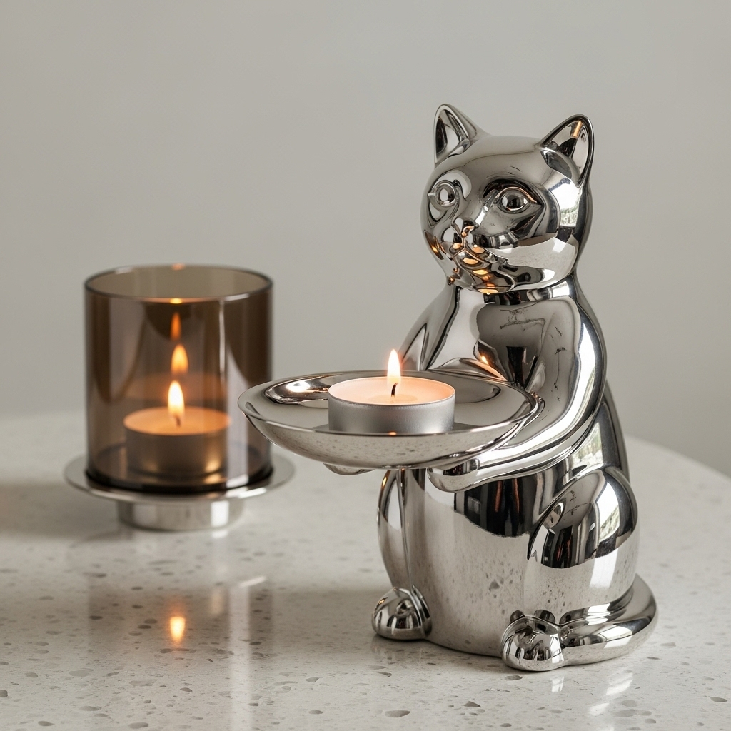 Silver Metal Animal Candle Holder