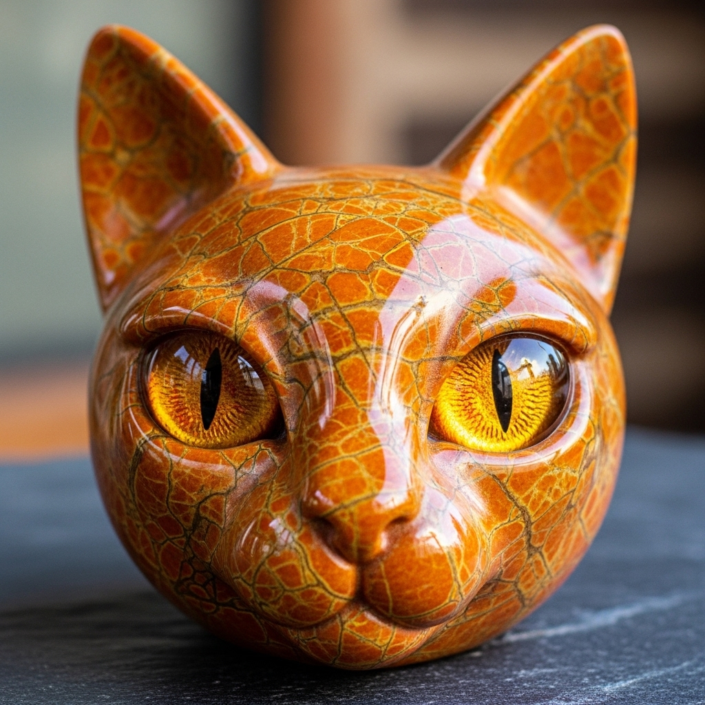 Luxury Black Cat Stone Sculpture 