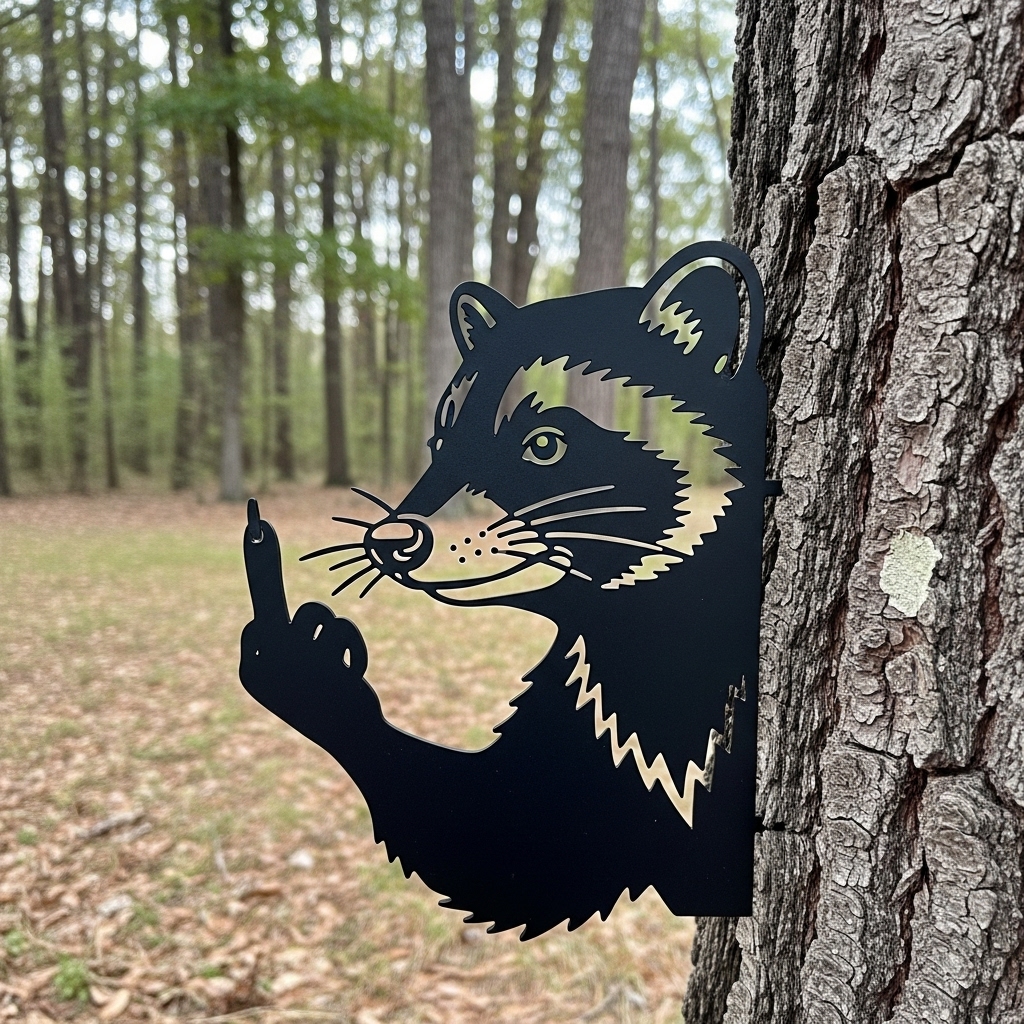 Peek-a-Boo Flipping Off Bigfoot Metal Sign