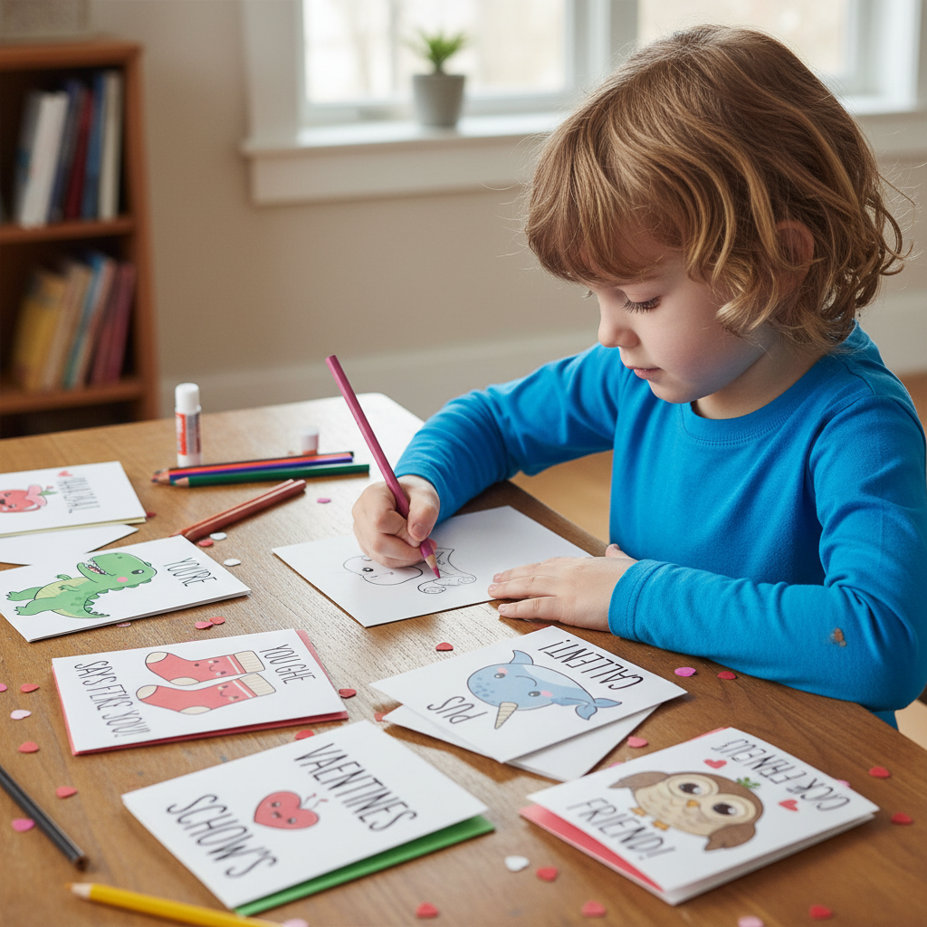 Valentine's Day Kids Card Pack - 12 Adorable Animal-Themed Greeting Cards​