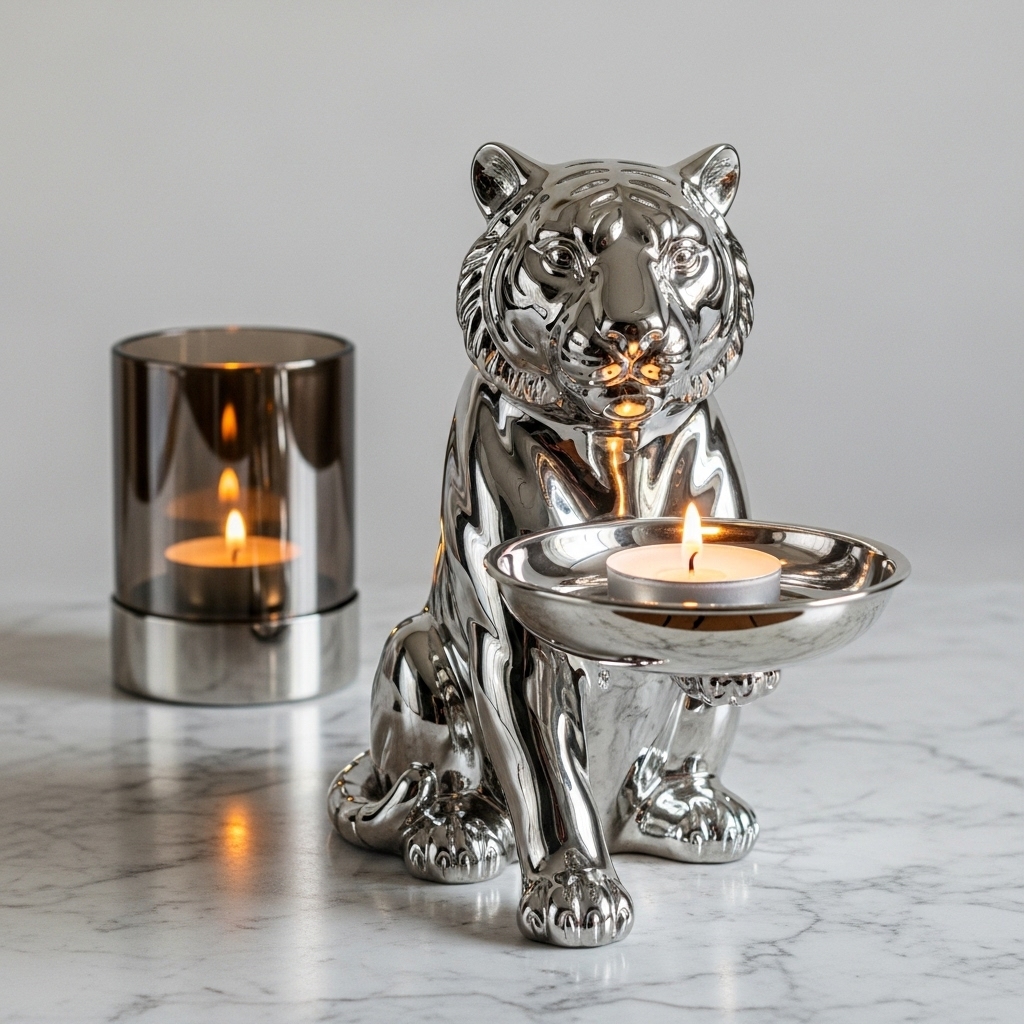 Silver Metal Animal Candle Holder