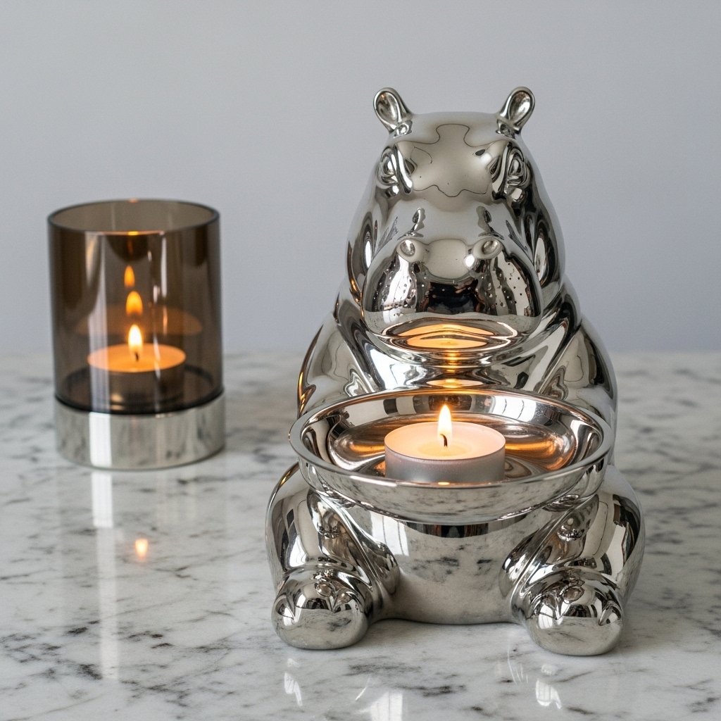Silver Metal Animal Candle Holder