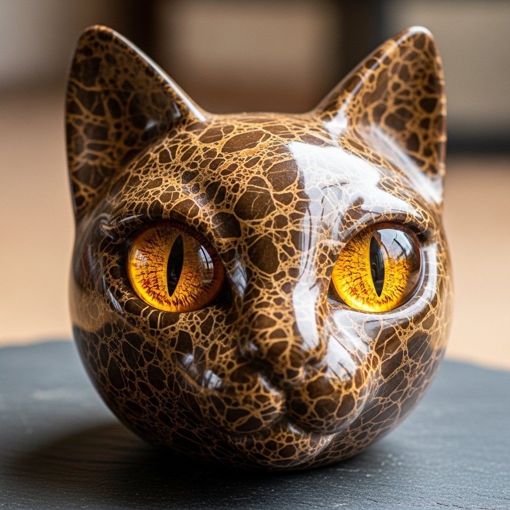 Luxury Black Cat Stone Sculpture 