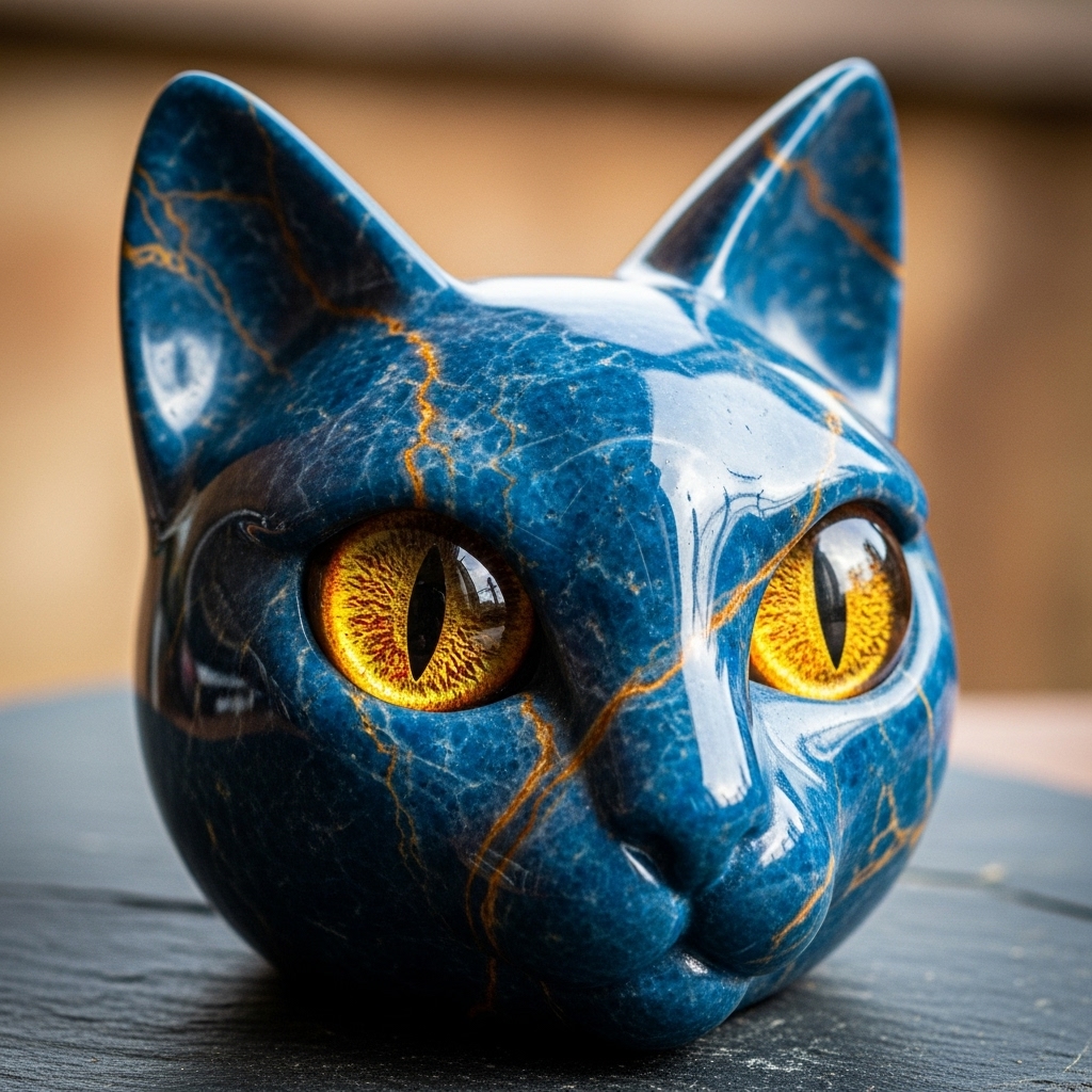 Luxury Black Cat Stone Sculpture 