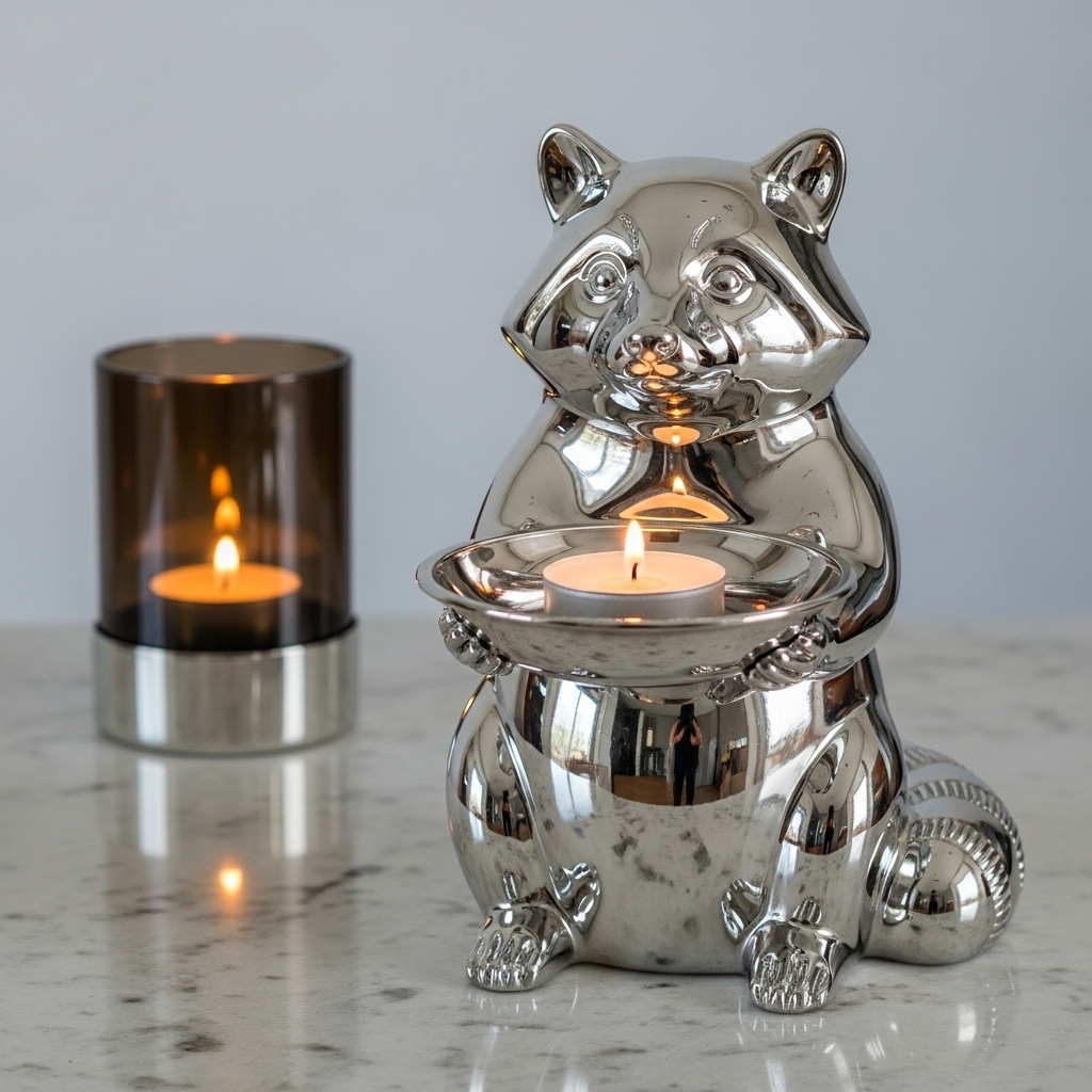 Silver Metal Animal Candle Holder