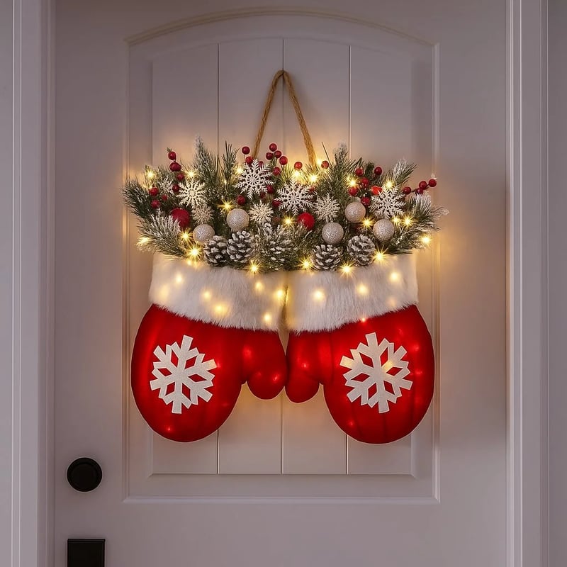🔥 Funkelnder Christstulpen-Kranz mit 120 LED-Lichtern & 10h Auto-Timer