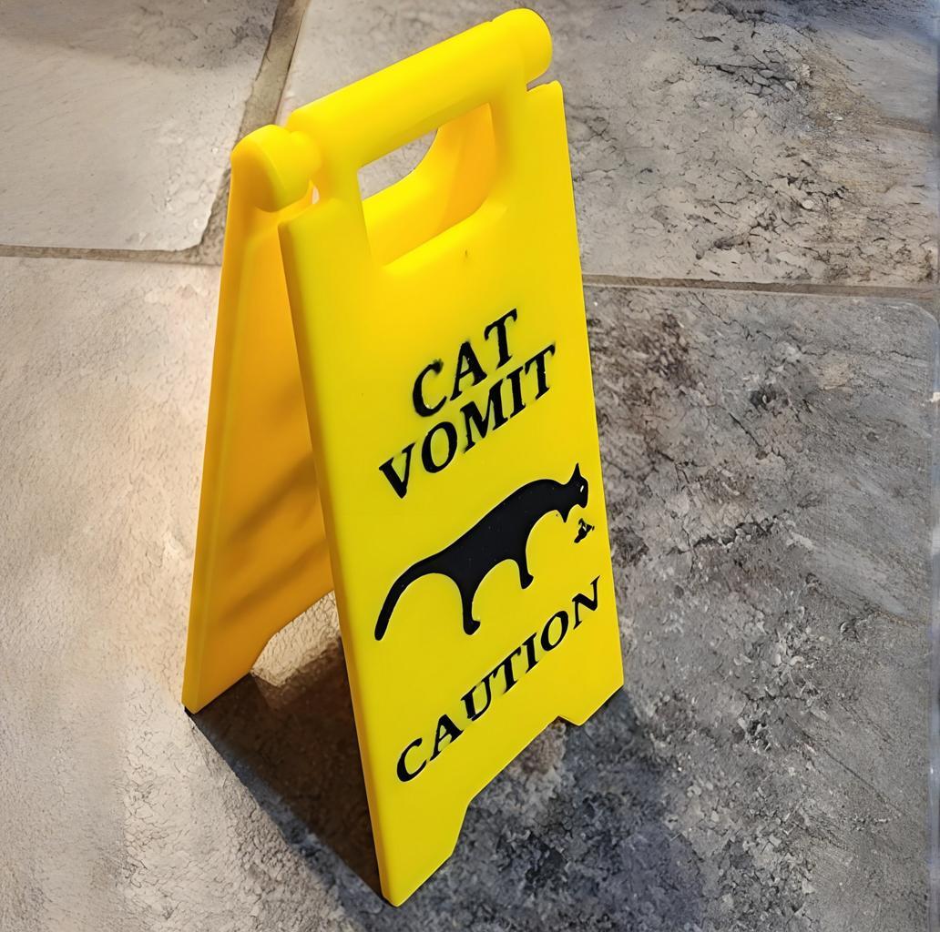 Caution Sign: Cat Vomit Edition ⚠️🐾