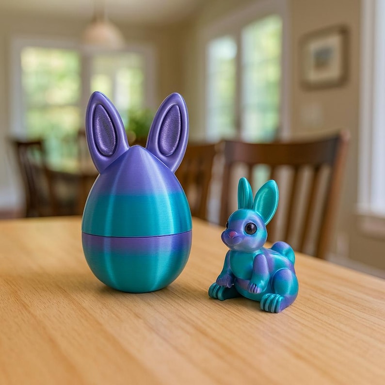 3D Printed Easter Bunny Egg Set – Articulated Toy, Kids Gift