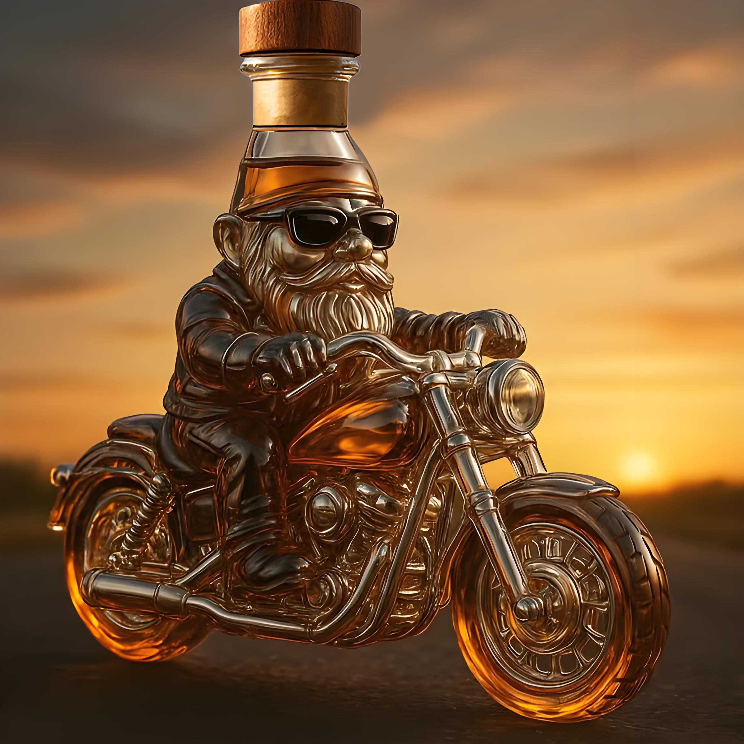 🎅 Santa Claus Motorcycle Wine Bottle: Rebel with a Claus
