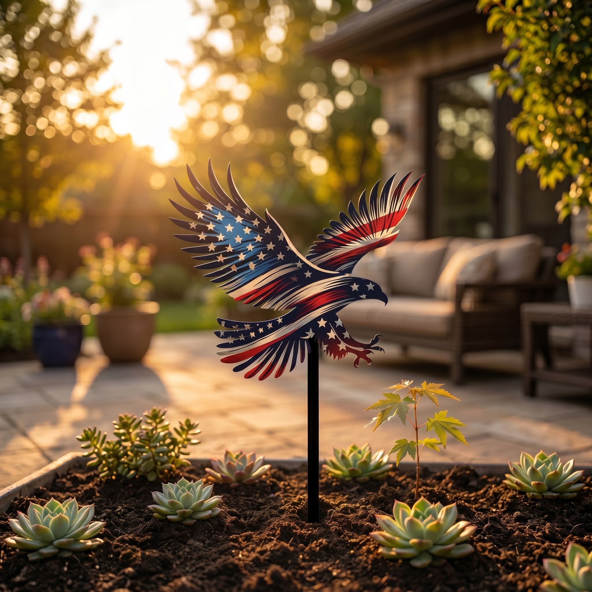The American Flag Eagle Garden Stake