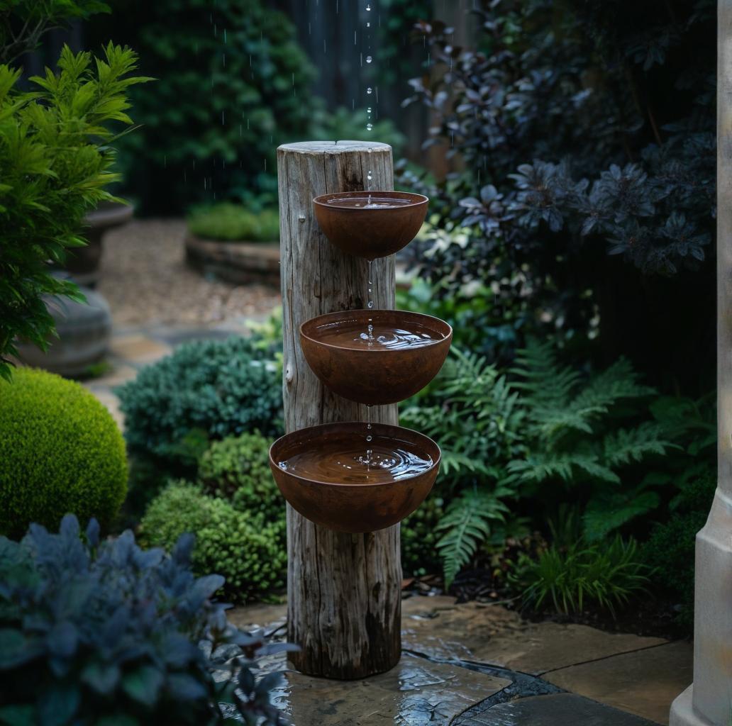 Set of 3 Metal Rain Catcher-Metal Bird Bath Pollinator 