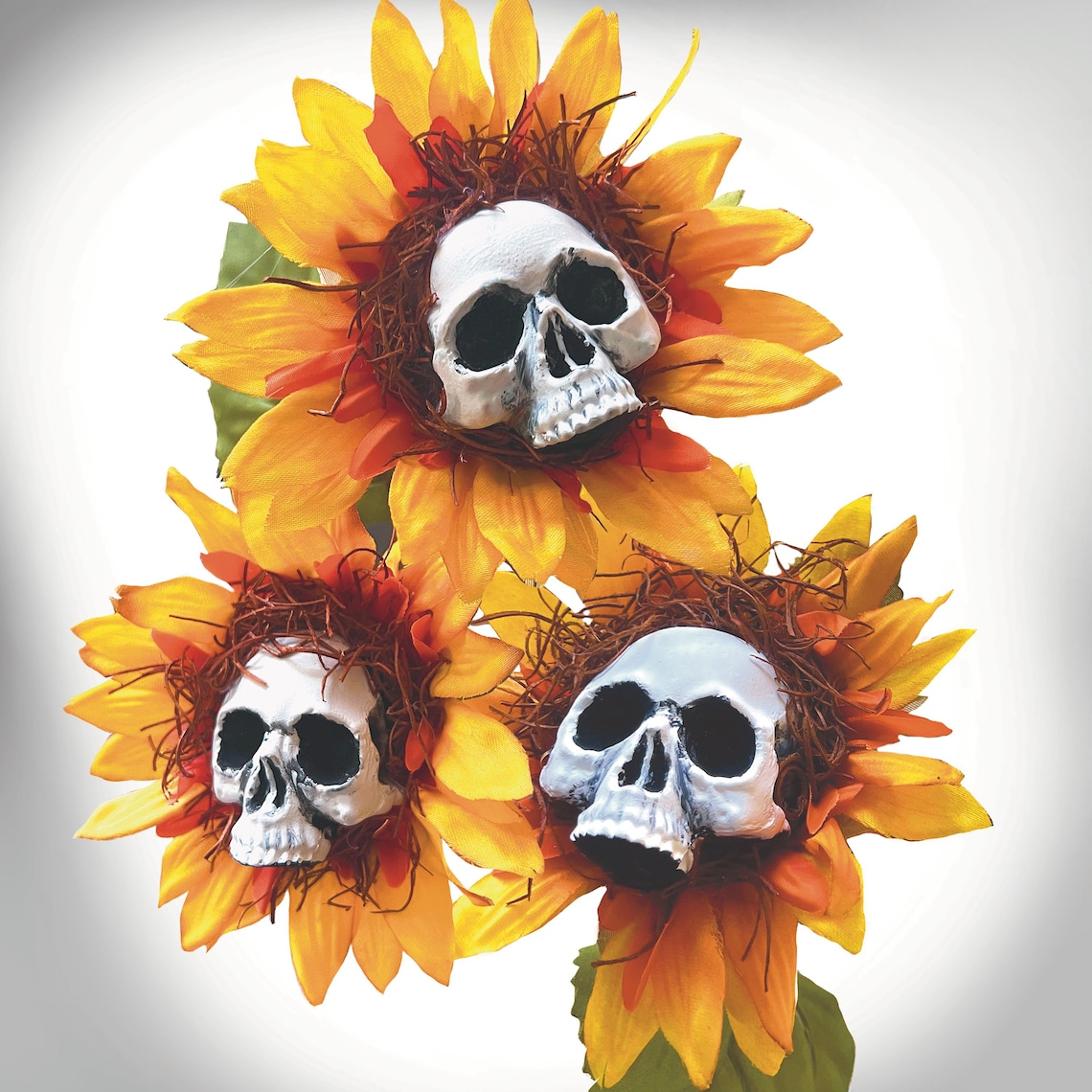 Halloween Sunflower Skull Decor 
