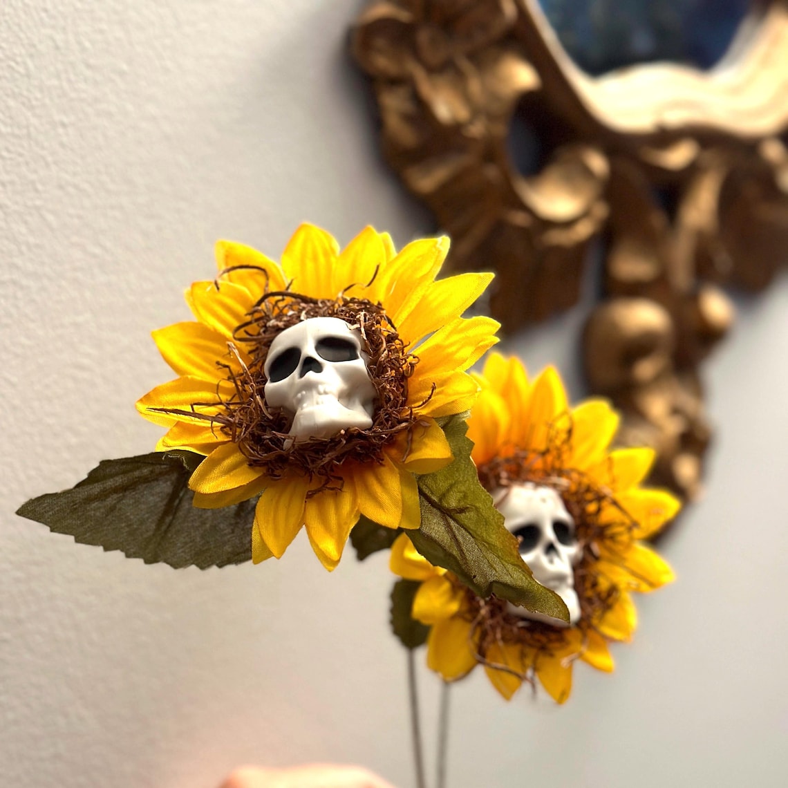 Halloween Sunflower Skull Decor 