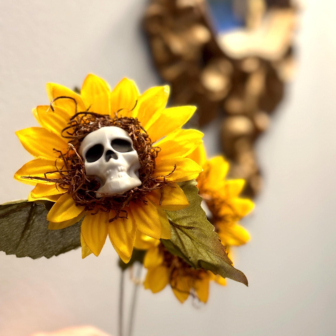 Halloween Sunflower Skull Decor 