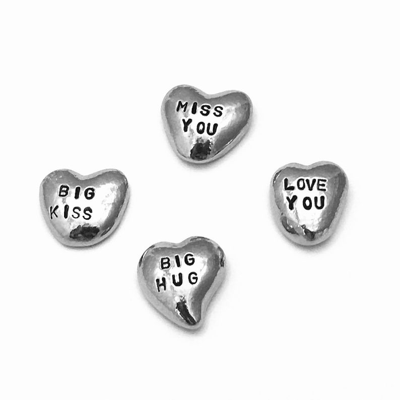 Heart shaped pocket hug pebble hand stamped BIG KISS custom image 4