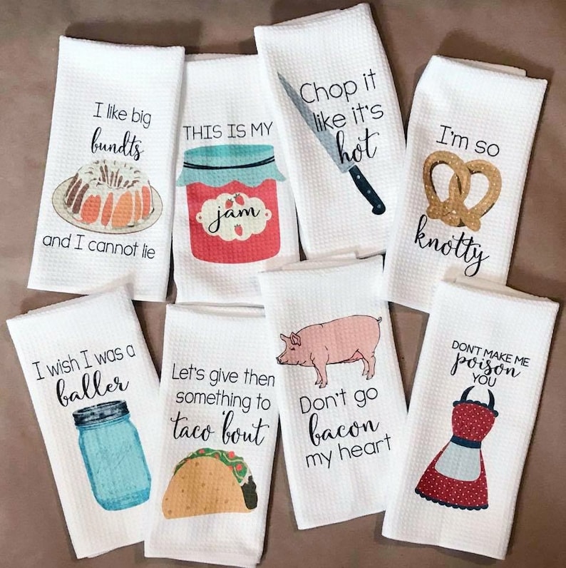 Funny Kitchen Towels Kitchen Decor Hostess Gift Dish Towels Housewarming Gift Gift For Mom Wedding Shower Gift Hand Towel image 8