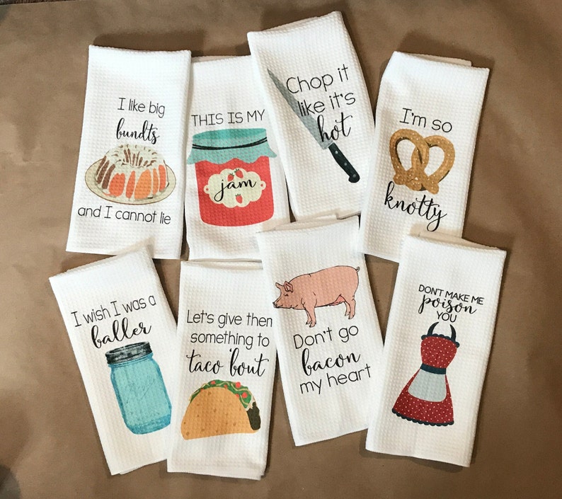 Funny Kitchen Towels Kitchen Decor Hostess Gift Dish Towels Housewarming Gift Gift For Mom Wedding Shower Gift Hand Towel image 1
