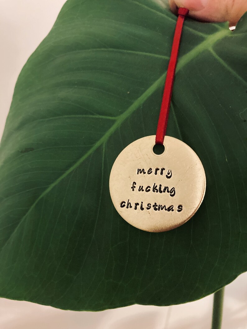 Hand Stamped Funny Christmas Tree Ornament